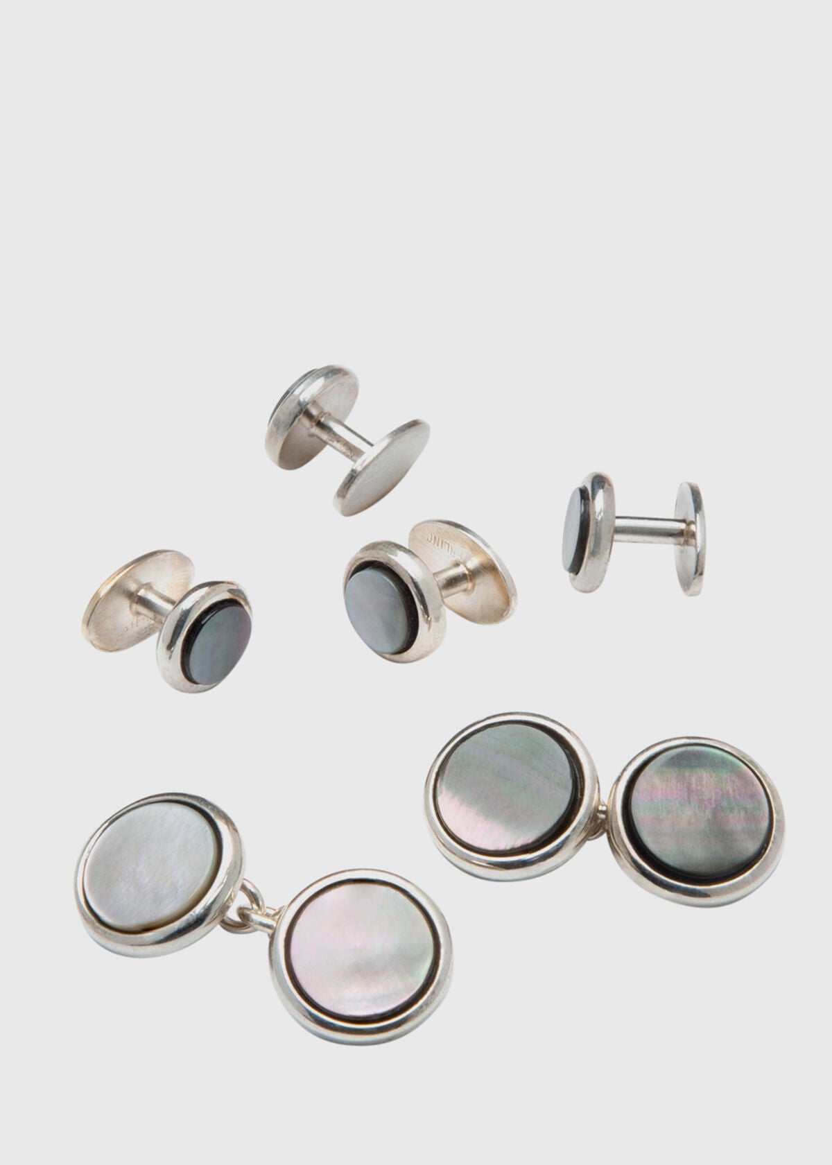 Silver & Mother of Pearl Stud Set Silver - Paul Stuart