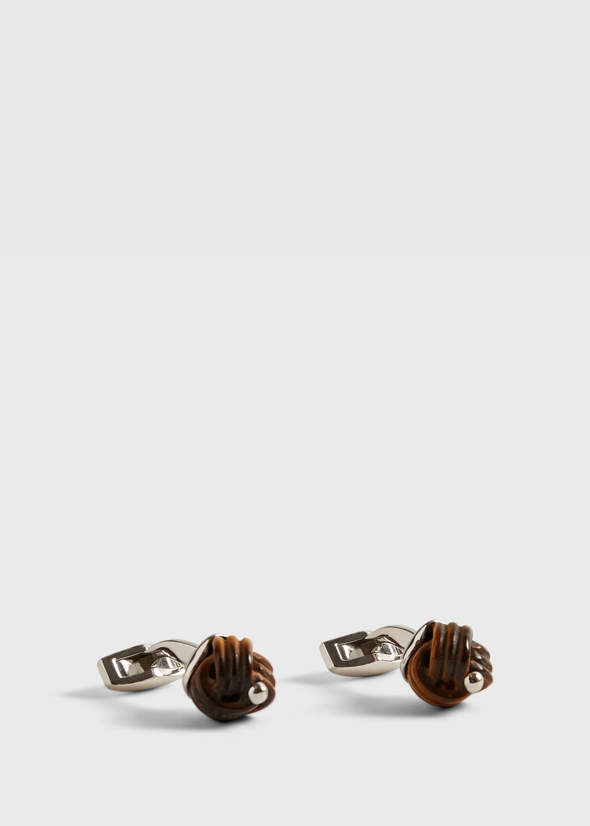 Sterling Silver with Tiger Eye Carved Knot Brown - Paul Stuart