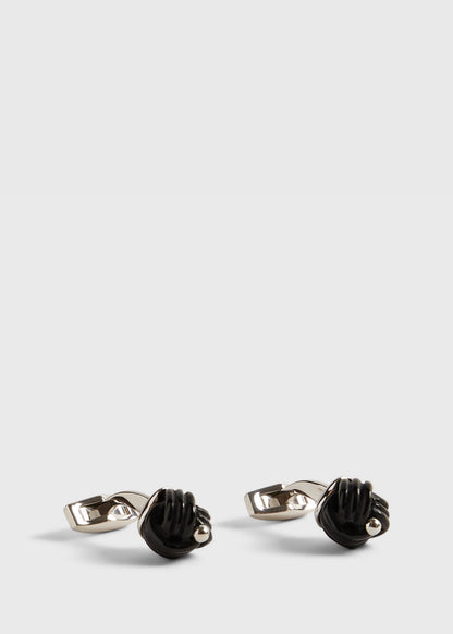 Sterling Silver with Black Onyx Carved Knot Black - Paul Stuart