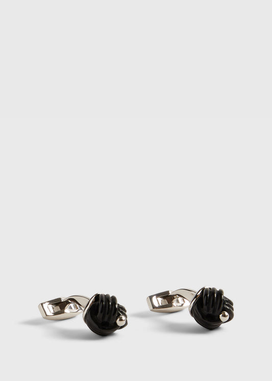 Sterling Silver with Black Onyx Carved Knot Black - Paul Stuart