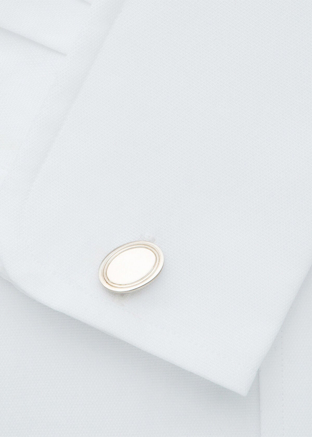 Sterling Silver Double Oval Cuff Links Silver - Paul Stuart