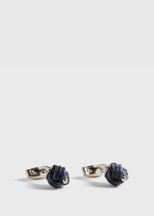 Sterling Silver with Sodalite Carved Knot Cufflinks Blue - Paul Stuart