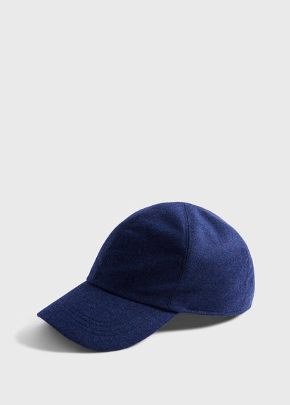Wool & Cashmere Flannel Baseball Cap Medium Blue - Paul Stuart