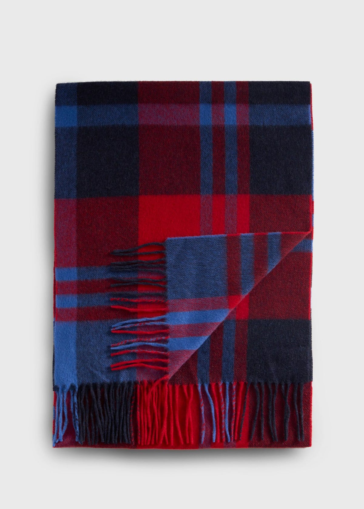 Woven Cashmere Plaid Scarf Blue/Red - Paul Stuart