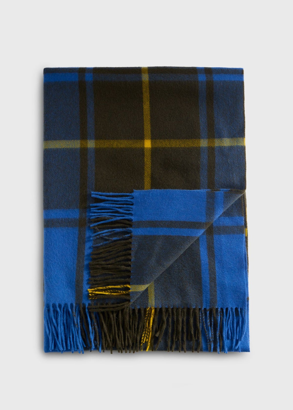 Woven Cashmere Plaid Scarf Khaki/Blue/Green - Paul Stuart