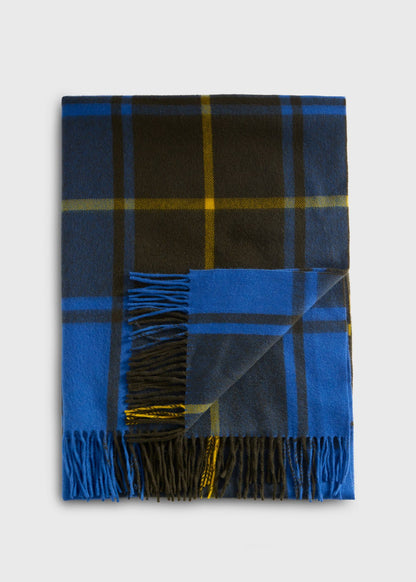 Woven Cashmere Plaid Scarf Khaki/Blue/Green - Paul Stuart