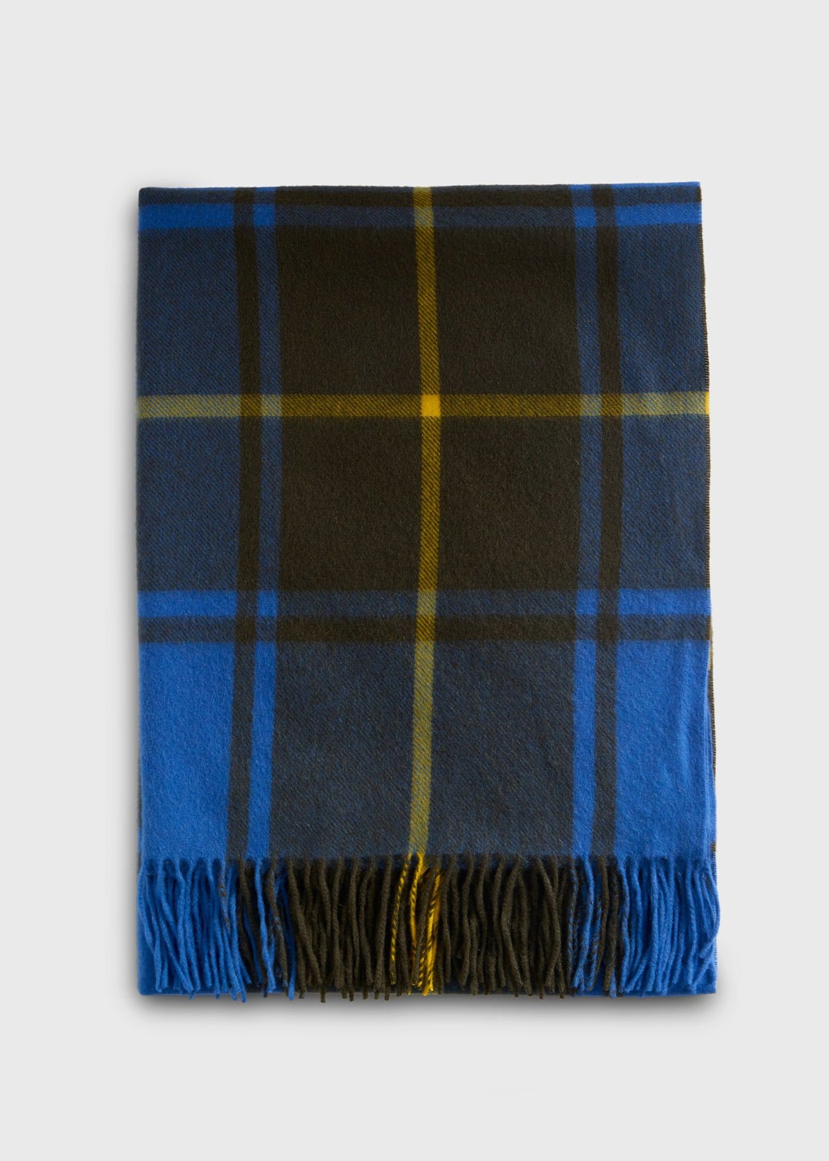 Woven Cashmere Plaid Scarf Khaki/Blue/Green - Paul Stuart