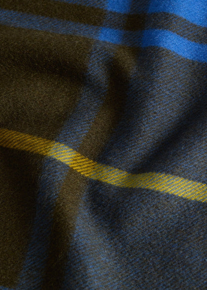 Woven Cashmere Plaid Scarf Khaki/Blue/Green - Paul Stuart