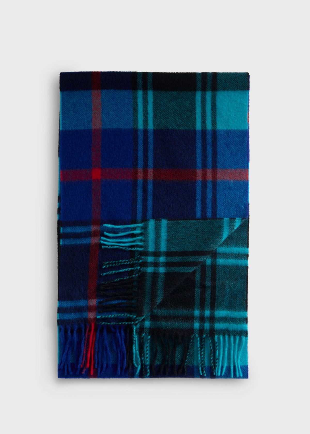 Woven Cashmere Plaid Scarf Blue/Black - Paul Stuart