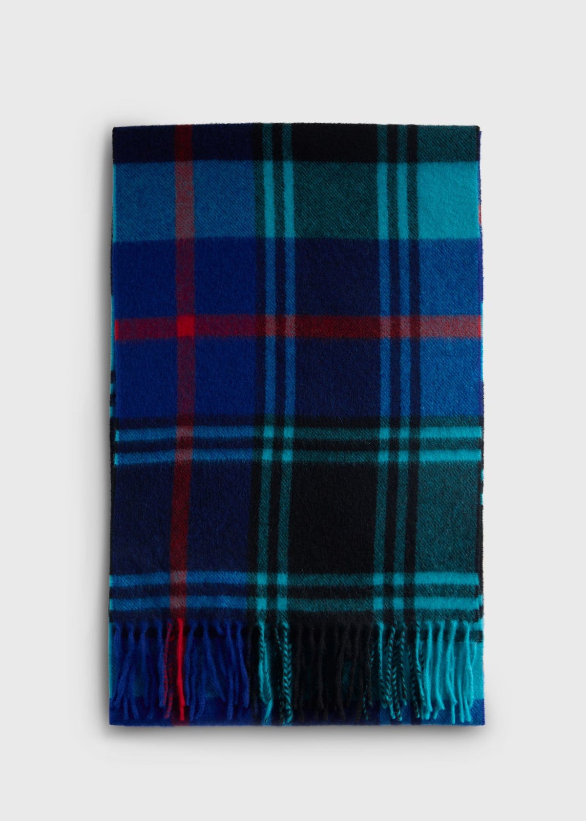 Woven Cashmere Plaid Scarf Blue/Black - Paul Stuart