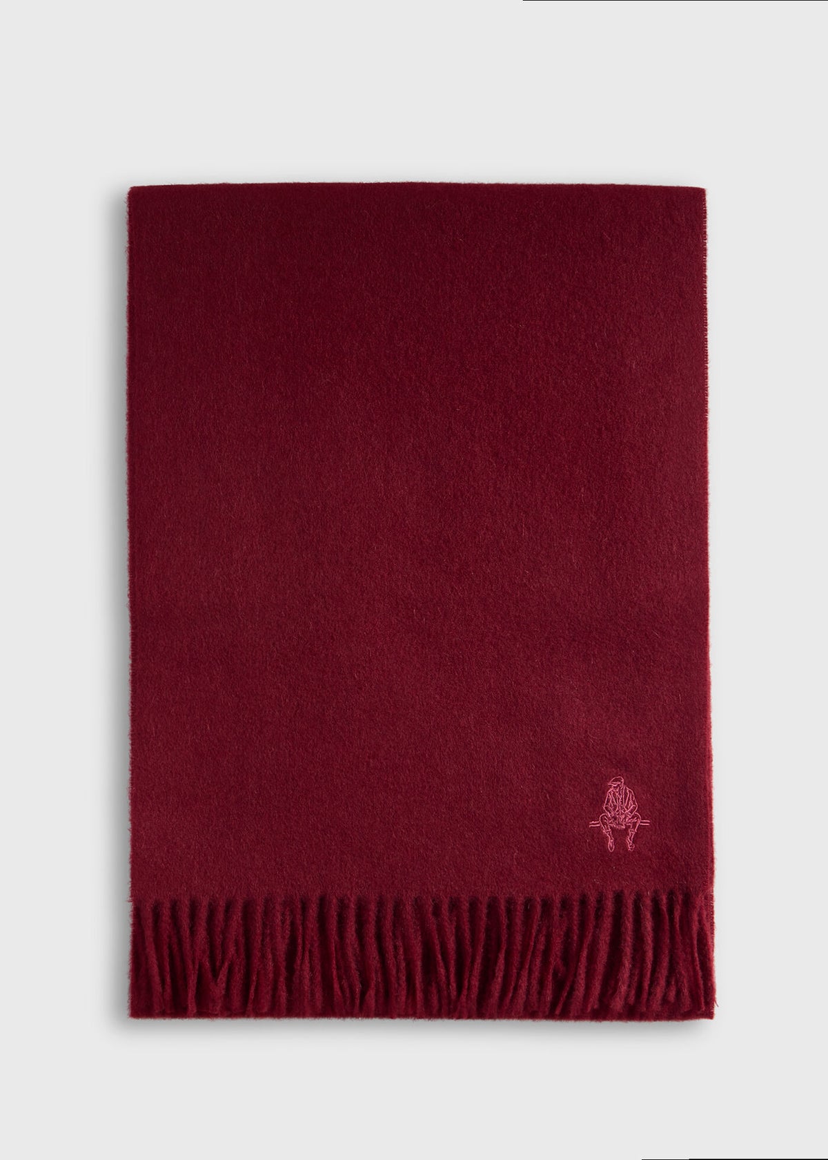 Cashmere Scarf with Man on the Fence Logo Blue, unselectable - Paul Stuart