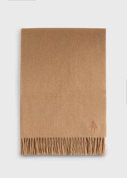 Cashmere Scarf with Man on the Fence Logo Blue, unselectable - Paul Stuart