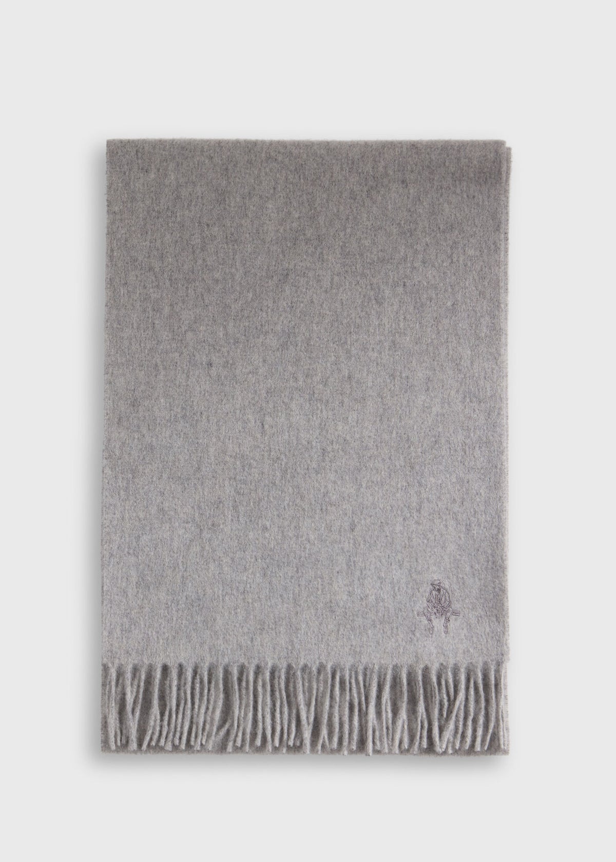 Cashmere Scarf with Man on the Fence Logo Blue, unselectable - Paul Stuart