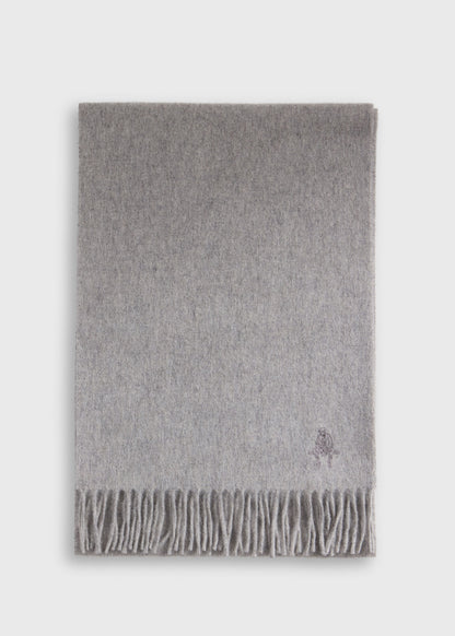 Cashmere Scarf with Man on the Fence Logo Blue, unselectable - Paul Stuart