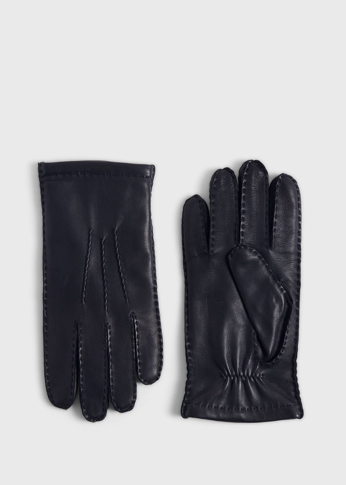 Leather Saddle Stitch Glove Black - Paul Stuart