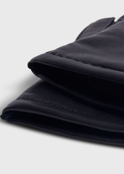 Leather Saddle Stitch Glove Black - Paul Stuart