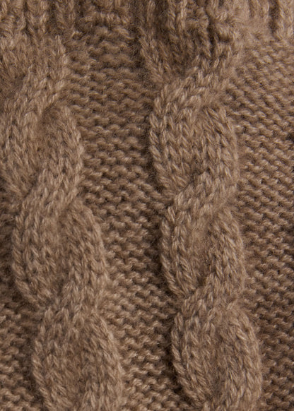 Suede & Cashmere Cable Knit Glove Tan/Brown - Paul Stuart