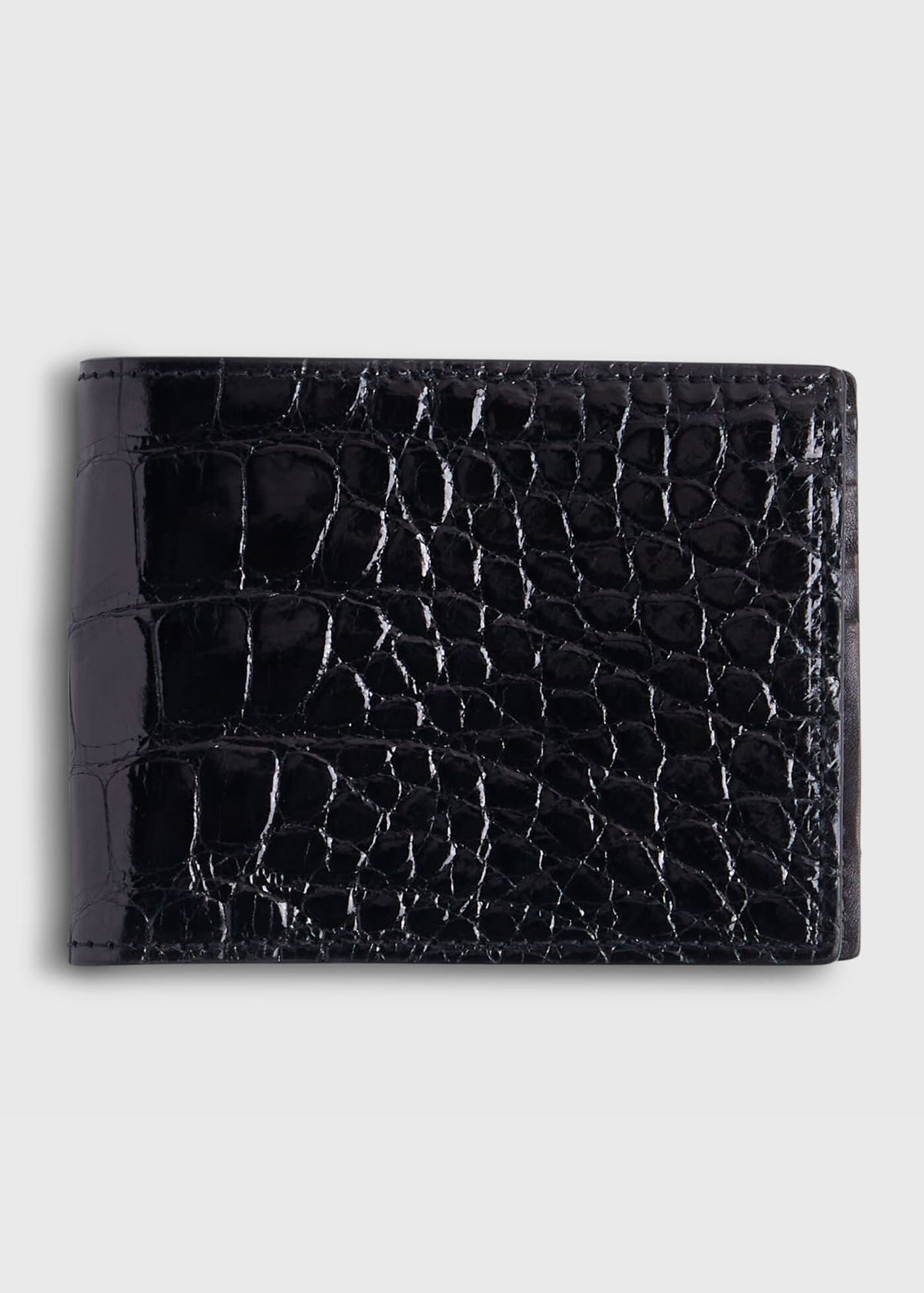 Glazed Alligator Slim Billfold Wallet Black - Paul Stuart