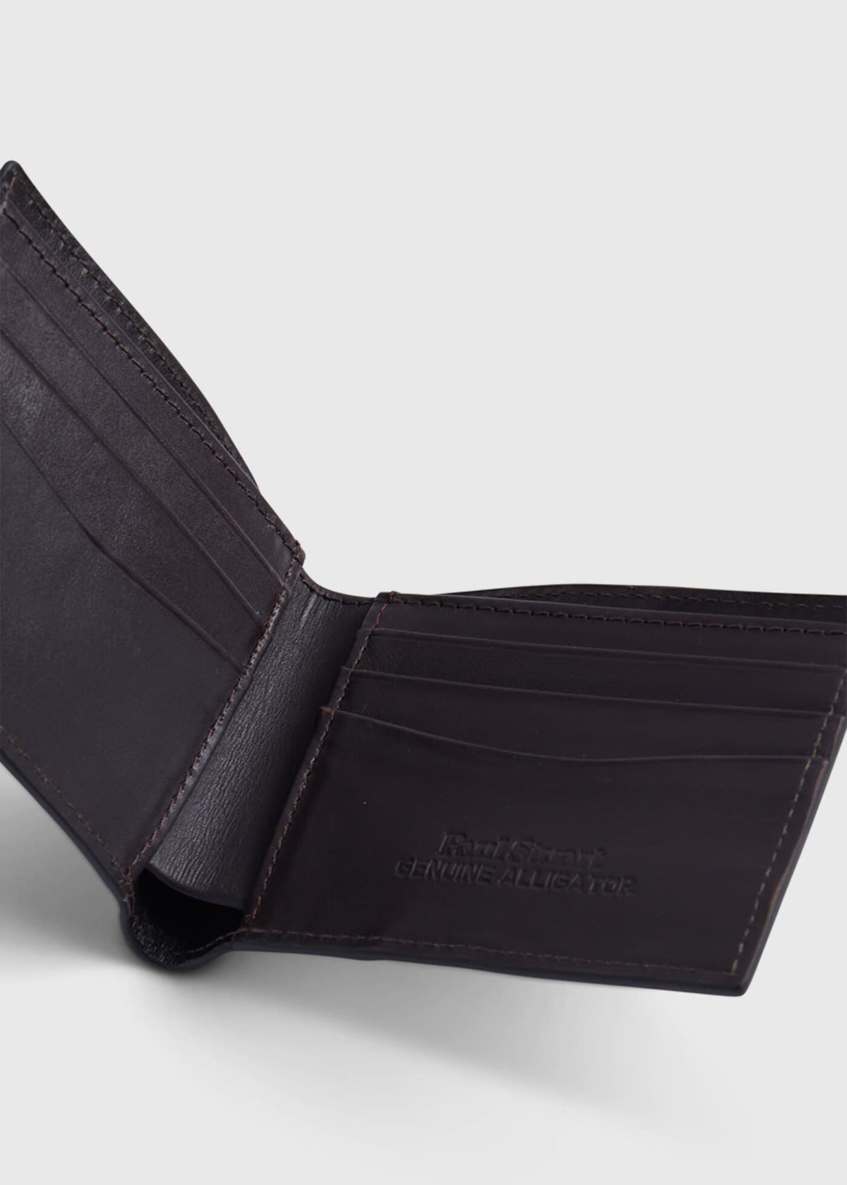 Glazed Alligator Slim Billfold Wallet Black - Paul Stuart