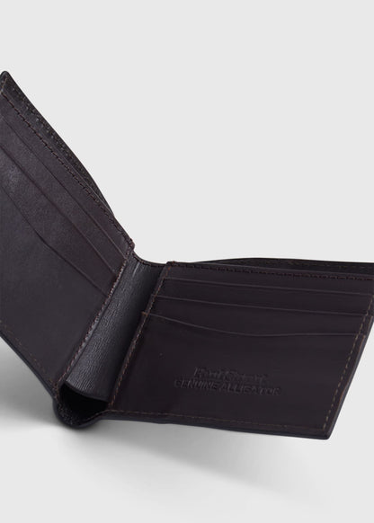 Glazed Alligator Slim Billfold Wallet Black - Paul Stuart