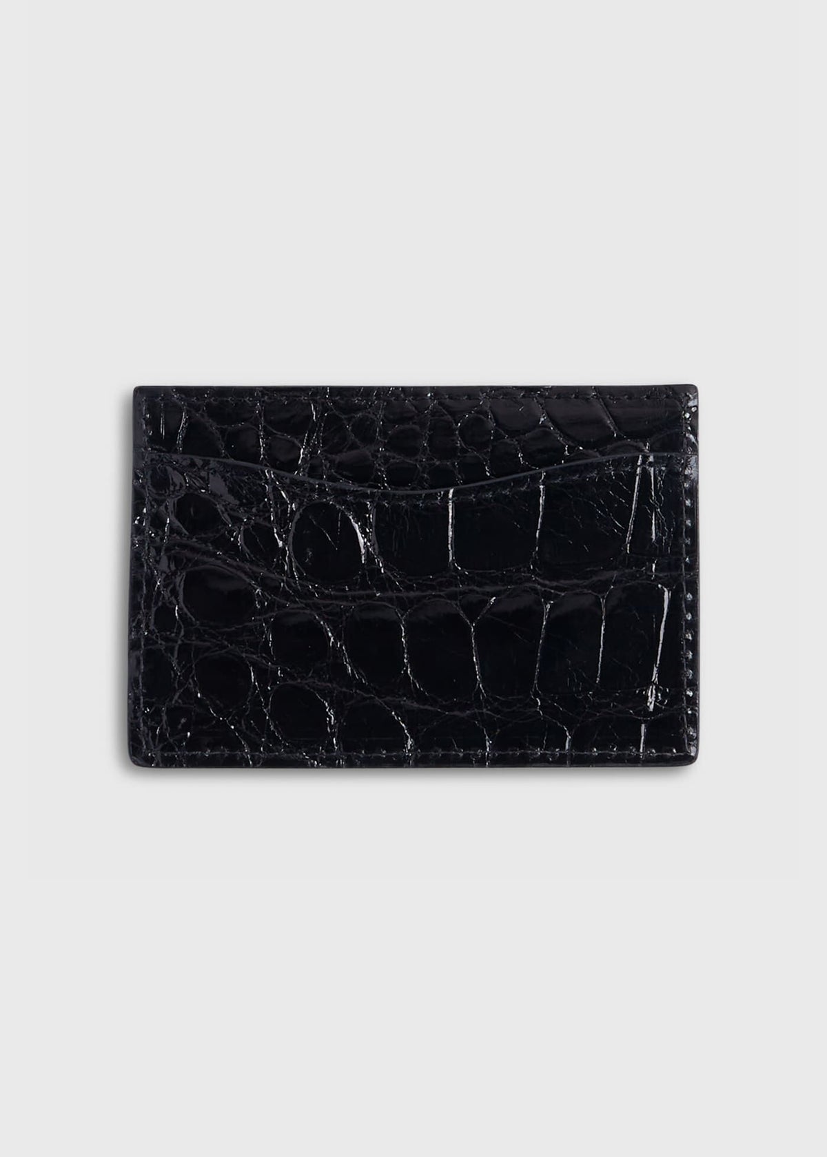 Glazed Alligator Flat Card Case Black - Paul Stuart
