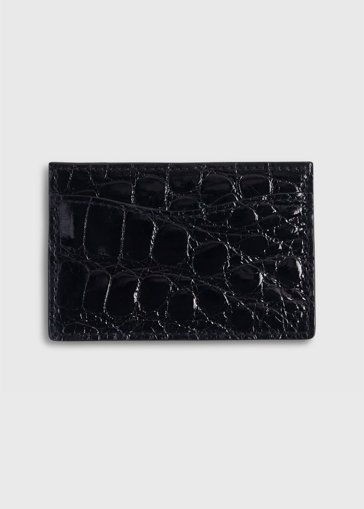Glazed Alligator Flat Card Case Black - Paul Stuart
