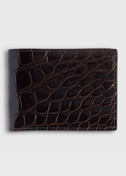 Glazed Alligator Slim Billfold Wallet Black - Paul Stuart