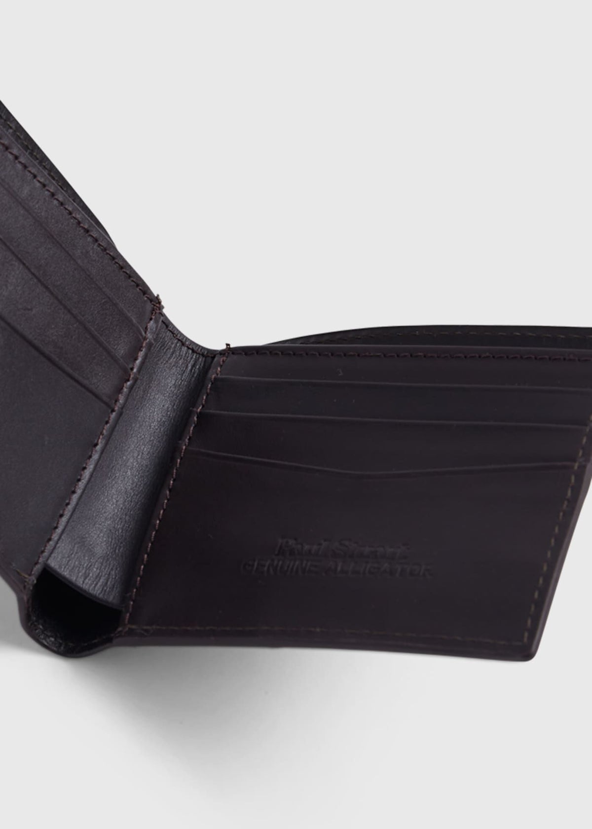 Glazed Alligator Slim Billfold Wallet Black - Paul Stuart
