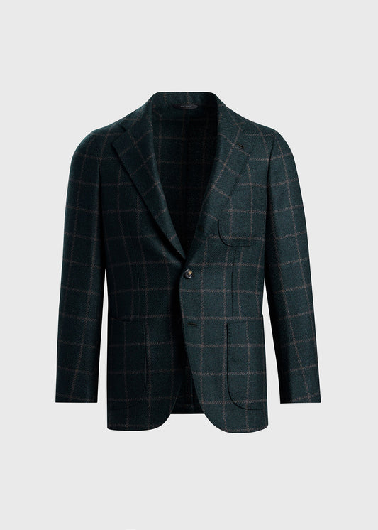 Tweed Windowpane Jacket Green - Paul Stuart