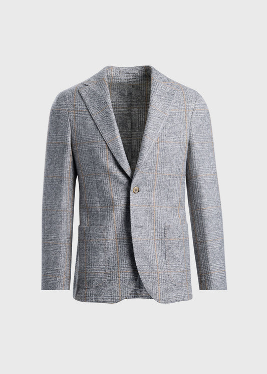 Jersey Plaid Soft Jacket Light Grey - Paul Stuart