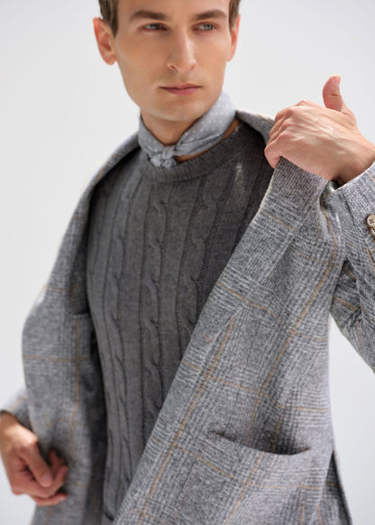 Jersey Plaid Soft Jacket Light Grey - Paul Stuart
