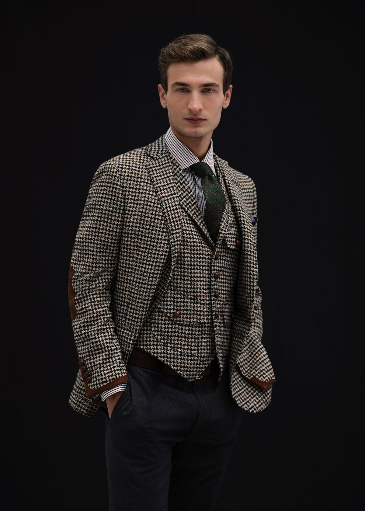 The Shetland Wool Highlander Jacket Black/White - Paul Stuart