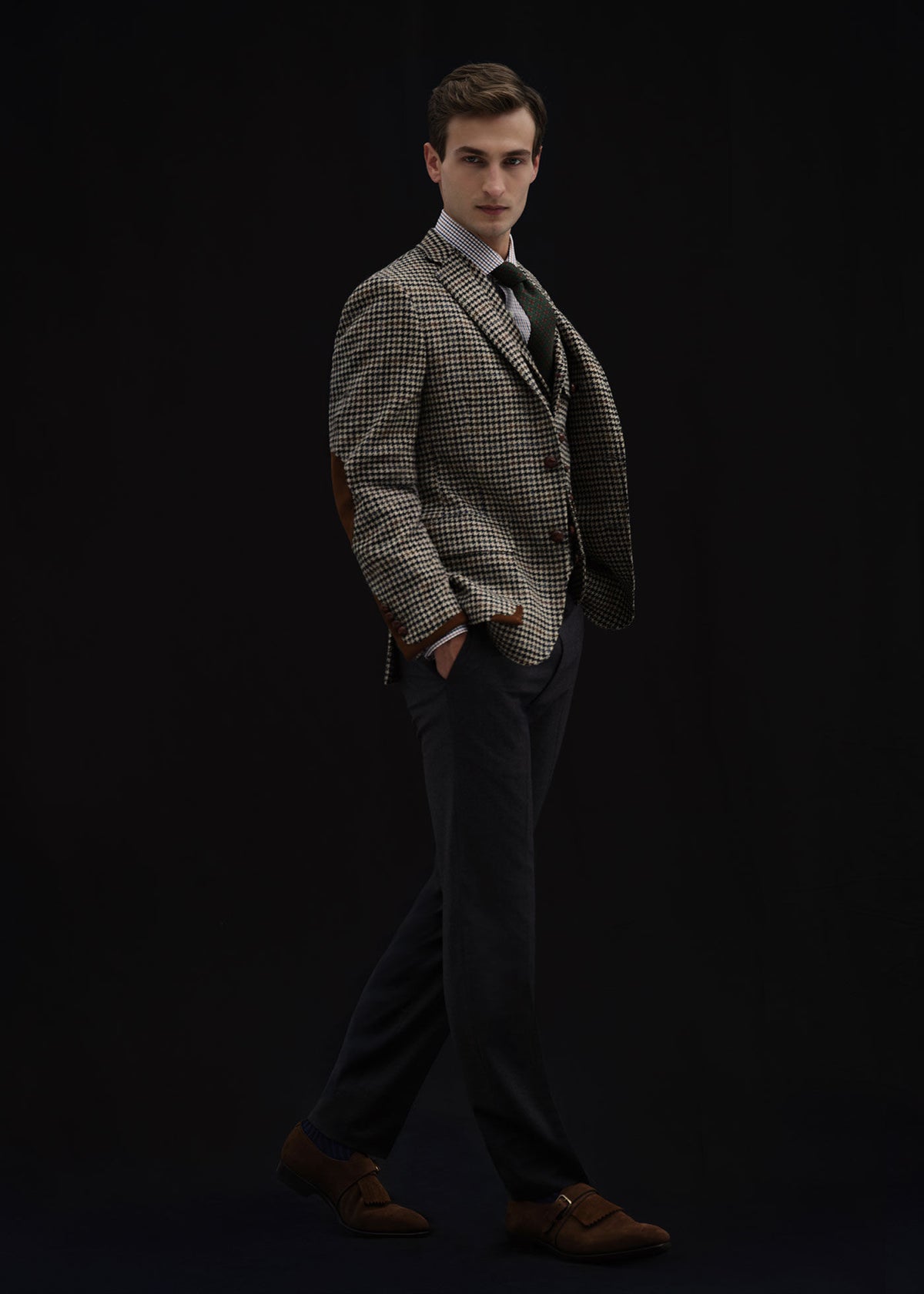 The Shetland Wool Highlander Jacket Black/White - Paul Stuart