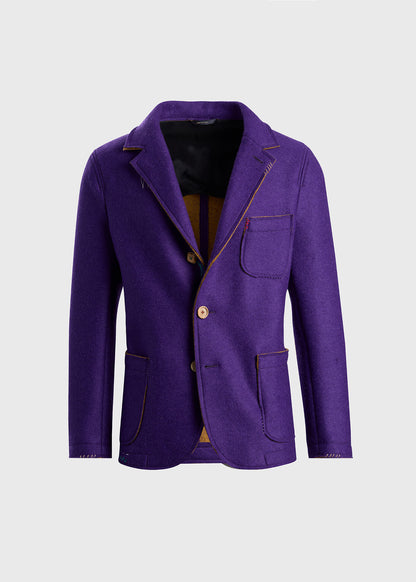 Wool Raw Edge Jacket Purple - Paul Stuart