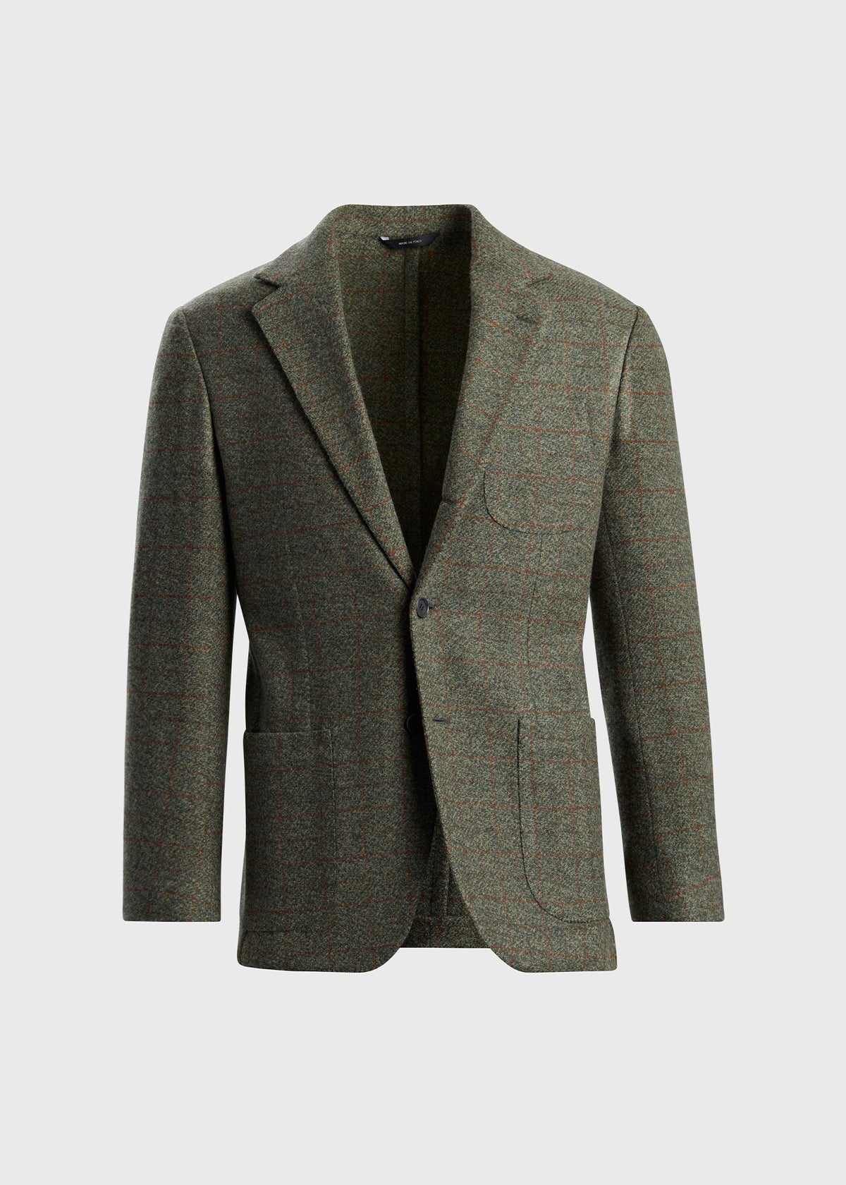 Cashmere & Wool Plaid Jacket Olive/Rust - Paul Stuart