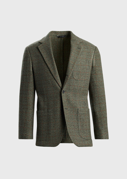 Cashmere & Wool Plaid Jacket Olive/Rust - Paul Stuart