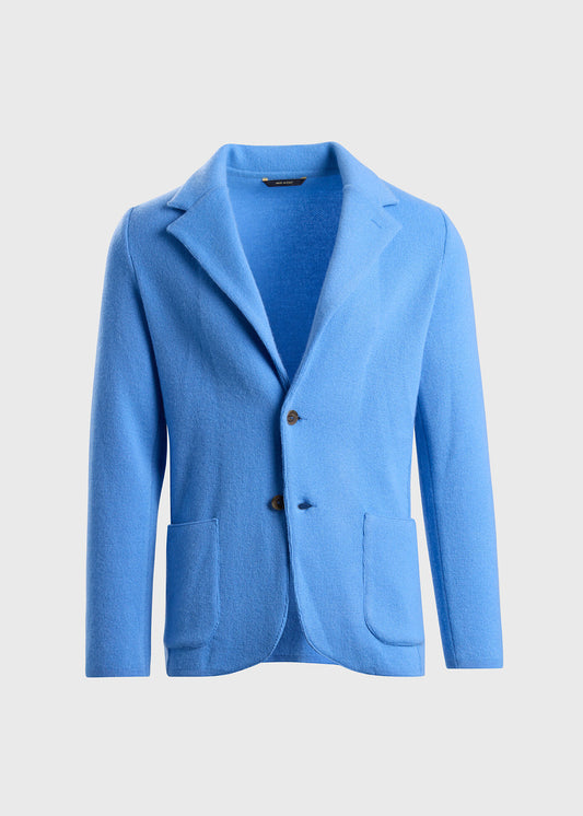 Single Breasted Knitted Cashmere Blazer Sky Blue - Paul Stuart