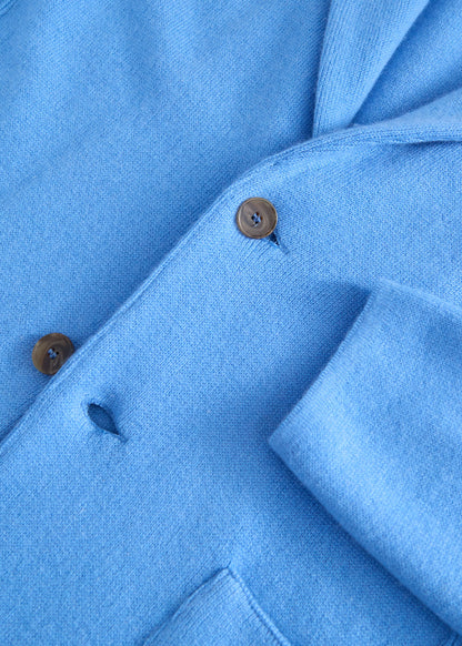 Single Breasted Knitted Cashmere Blazer Sky Blue - Paul Stuart