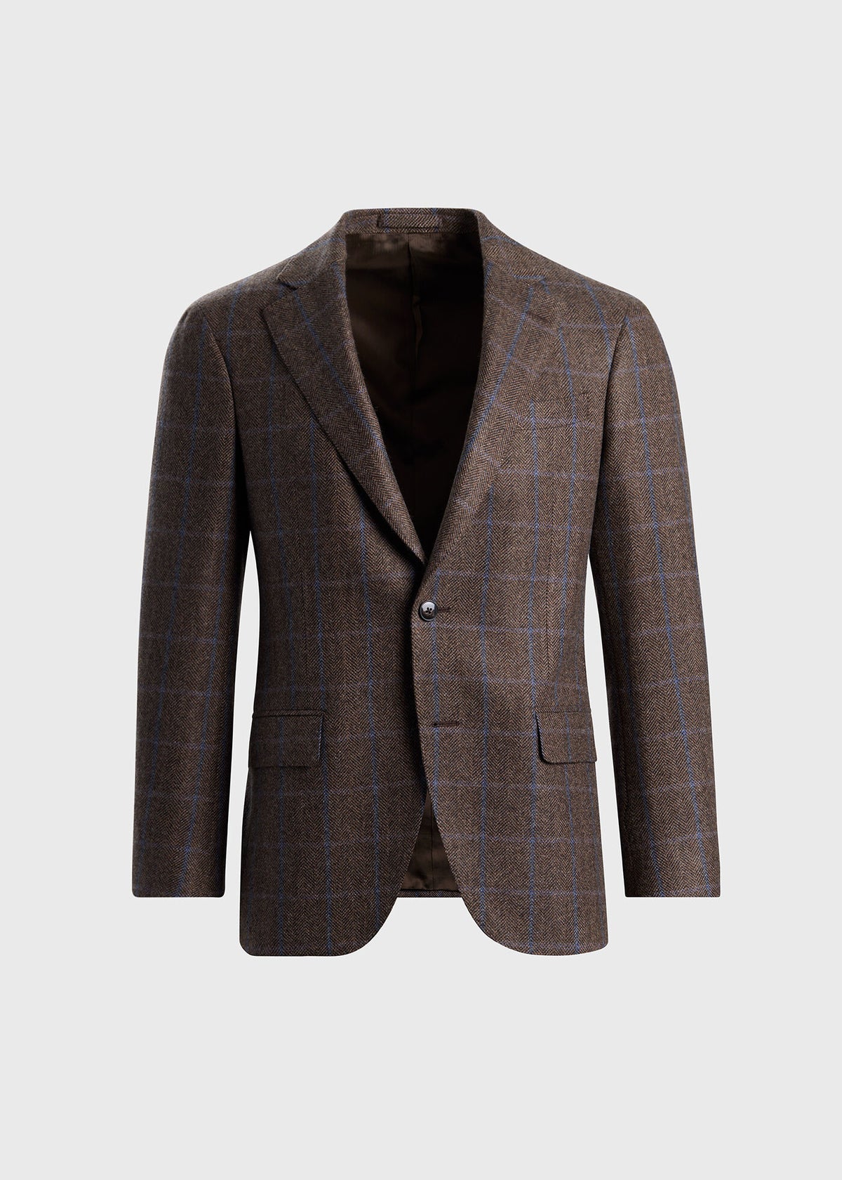 Cashmere Windowpane Jacket Brown/Blue - Paul Stuart