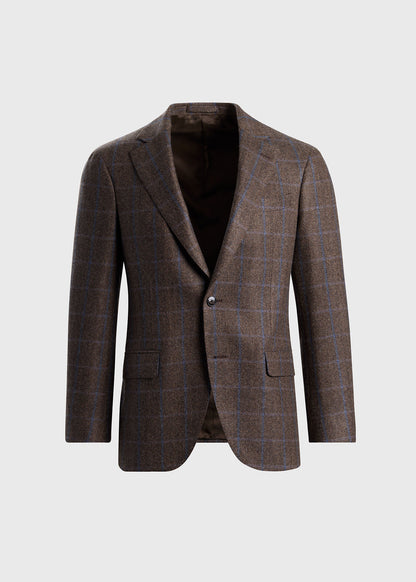 Cashmere Windowpane Jacket Brown/Blue - Paul Stuart