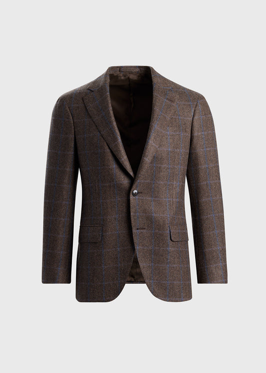 Cashmere Windowpane Jacket Brown/Blue - Paul Stuart
