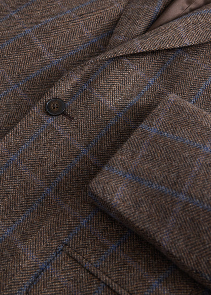 Cashmere Windowpane Jacket Brown/Blue - Paul Stuart
