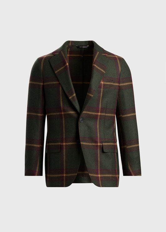 Oversized Plaid Jacket Green/Burgundy - Paul Stuart