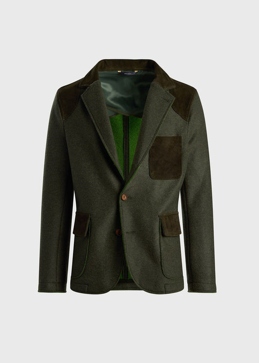 Wool Jacket with Suede Details Loden - Paul Stuart
