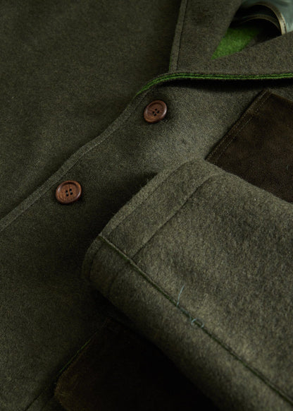 Wool Jacket with Suede Details Loden - Paul Stuart