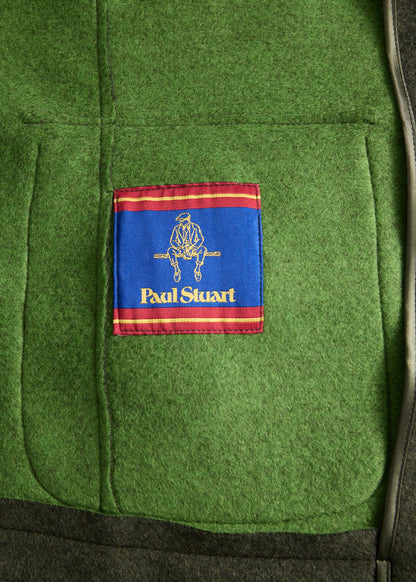 Wool Jacket with Suede Details Loden - Paul Stuart