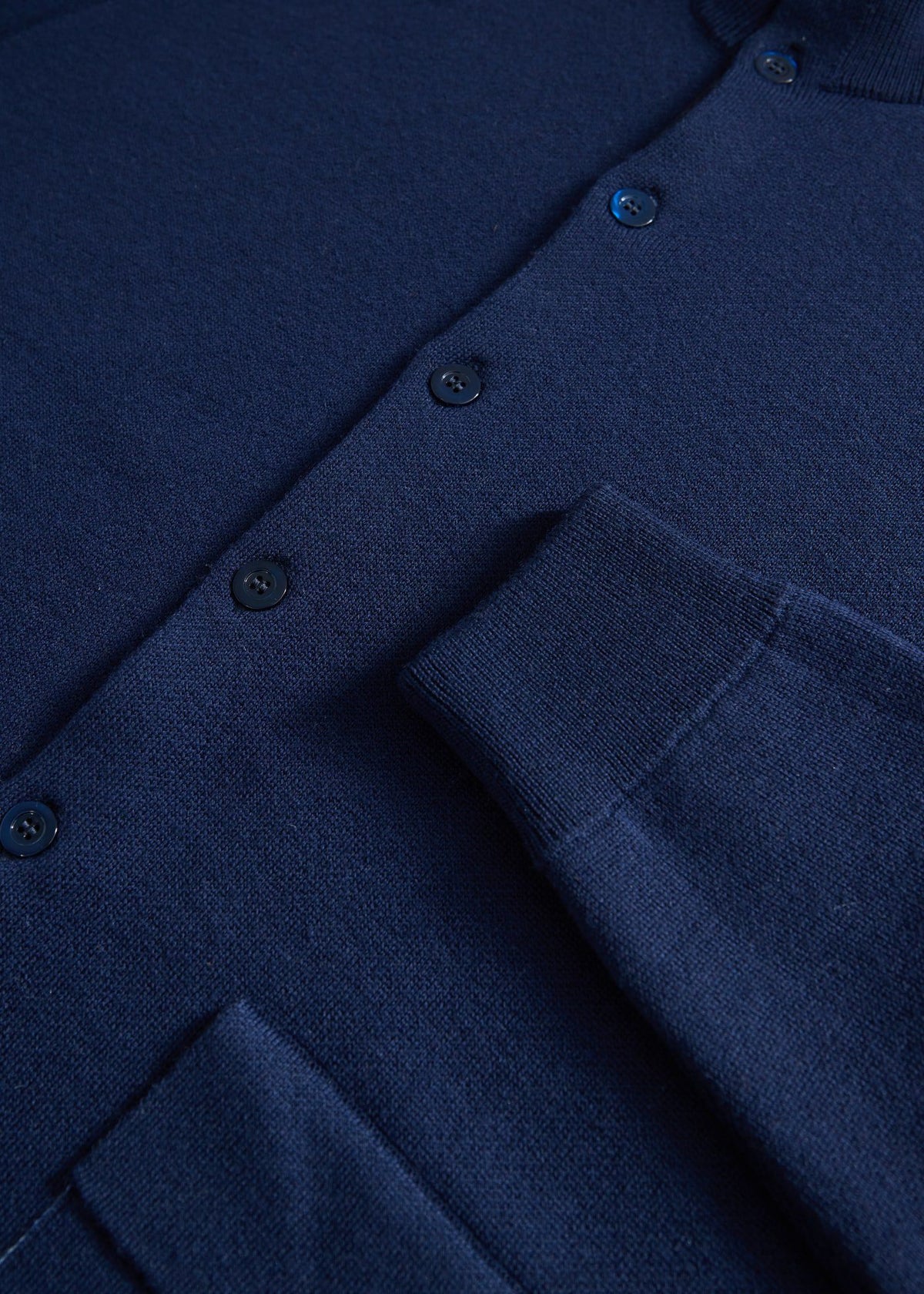 Merino Wool Blouson Cardigan Blue - Paul Stuart