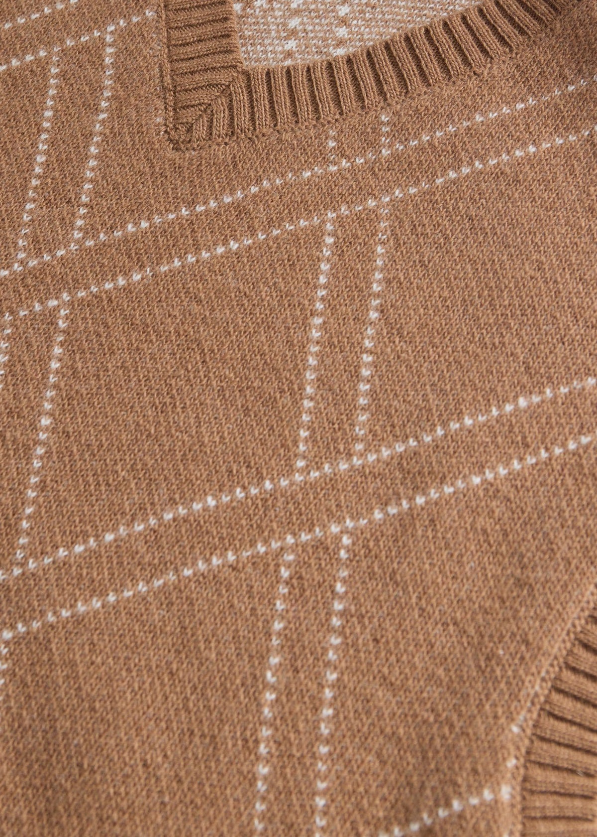 Wool & Cashmere Jacquard Vest Vicuna - Paul Stuart