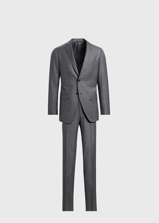 All Year Super 150s Wool Plaid Suit Grey - Paul Stuart