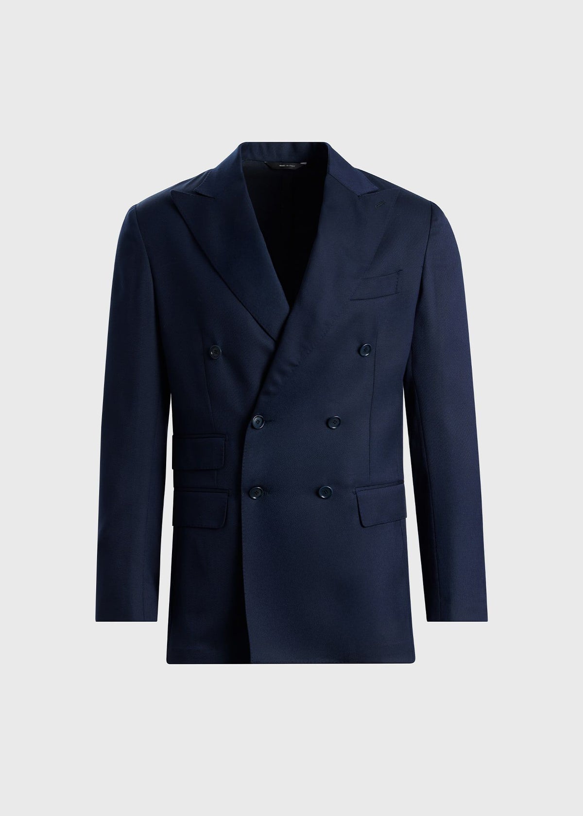 Wool Twill Double Breasted Suit Navy - Paul Stuart